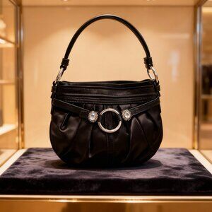 COACH Small Black Satin Mini Hobo Evening Shoulder Bag Purse Handbag - Vintage